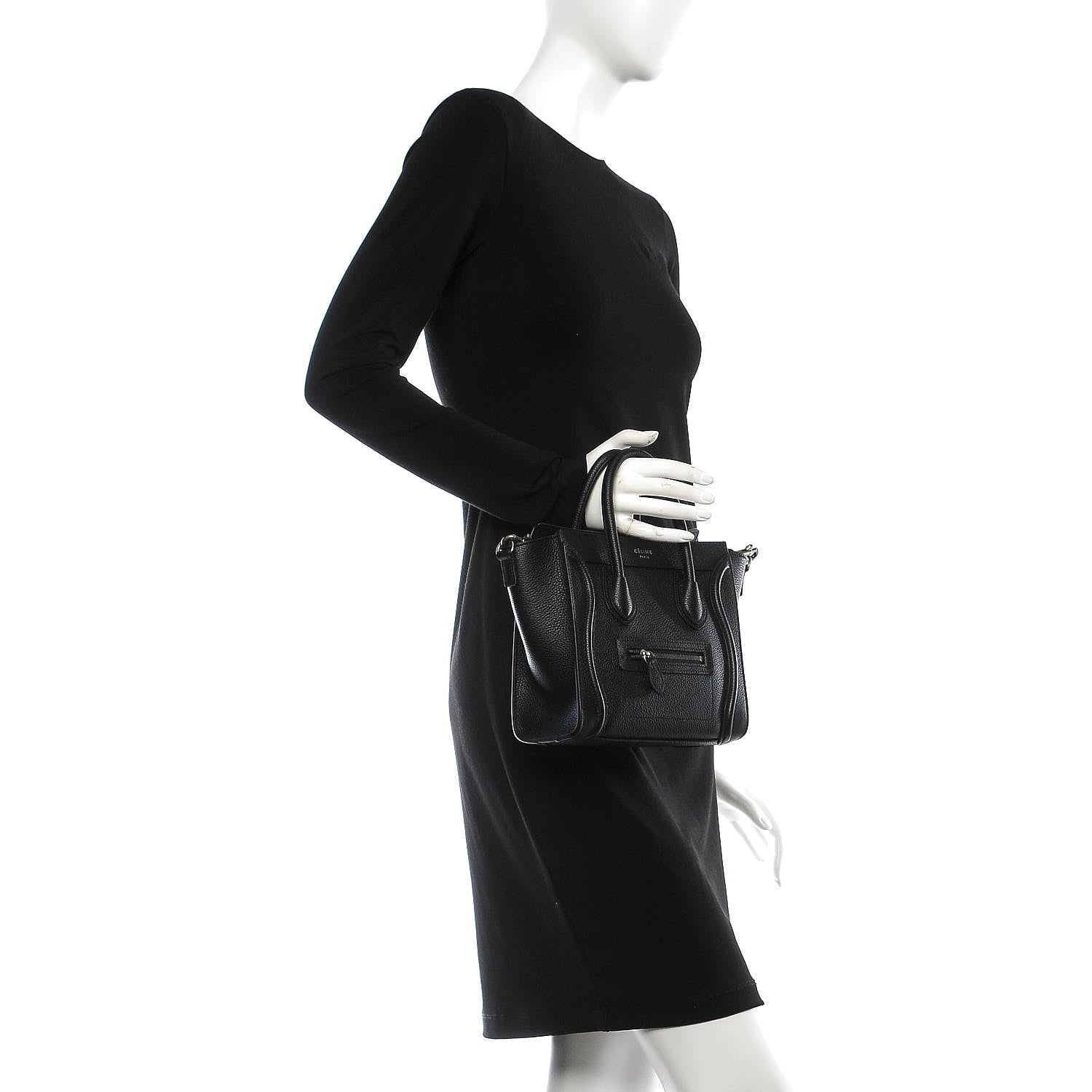 Celine Drummed Calfskin Nano Luggage Black 2 of 8