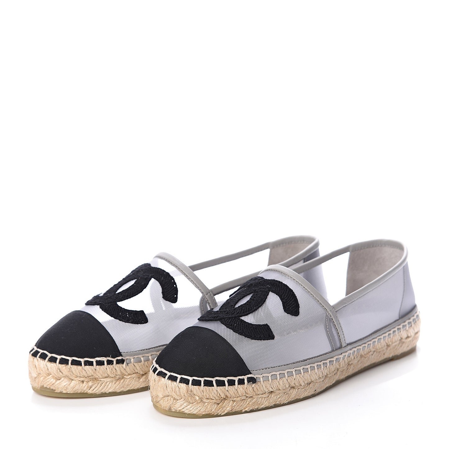 Mesh Grosgrain CC Espadrilles 36 Grey