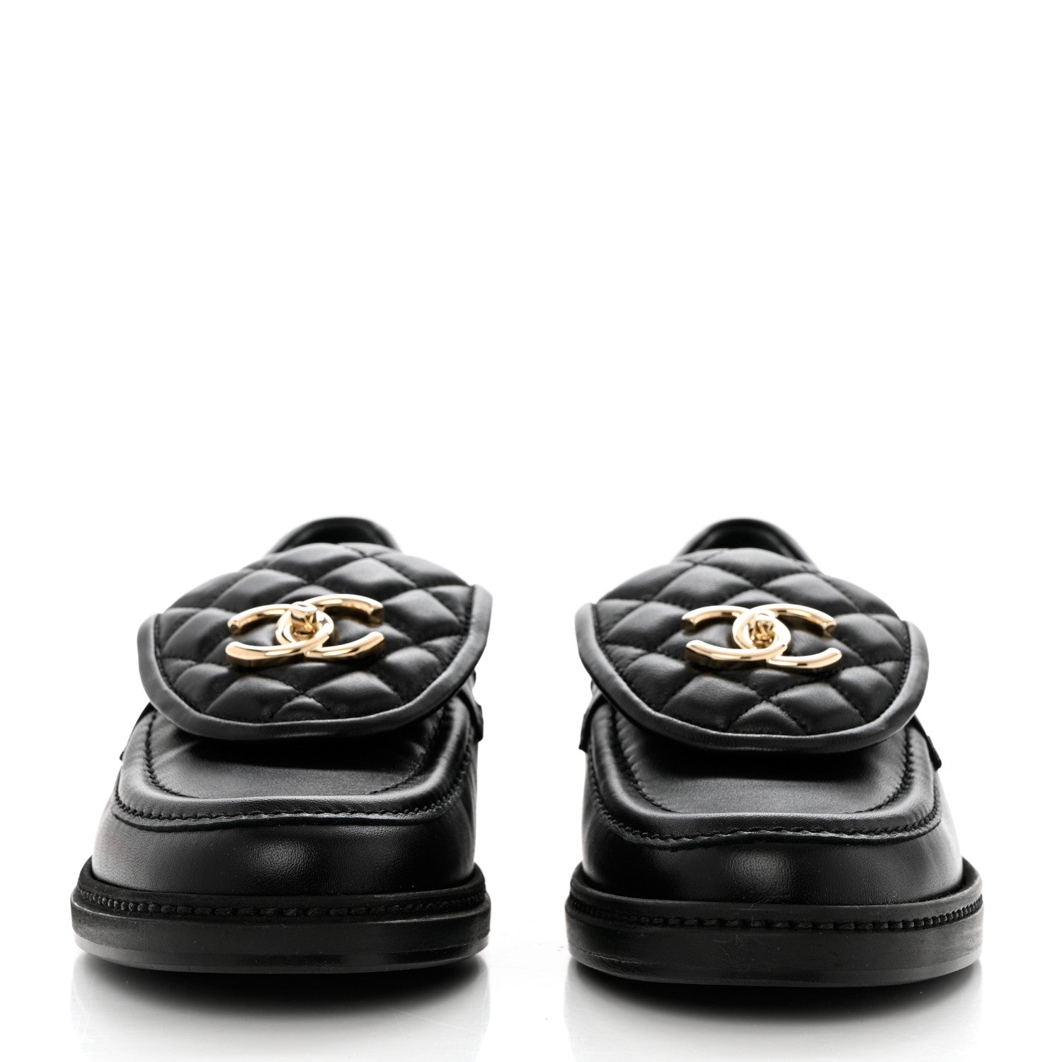 Chanel Lambskin Quilted CC Turnlock Loafers 38 Black 2 of 11