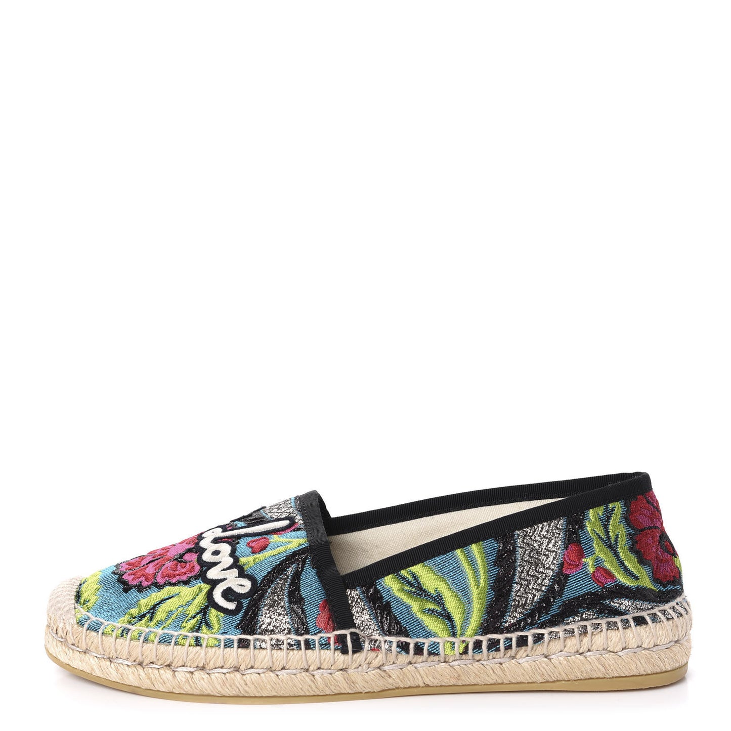 Tapestry Brocade Blind For Love Espadrilles 38.5 Acquamarine Green Black