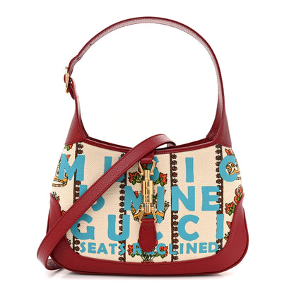 Gucci Canvas Calfskin 100 Centennial Music Small Jackie 1961 Hobo Ivory Red 1 of 11
