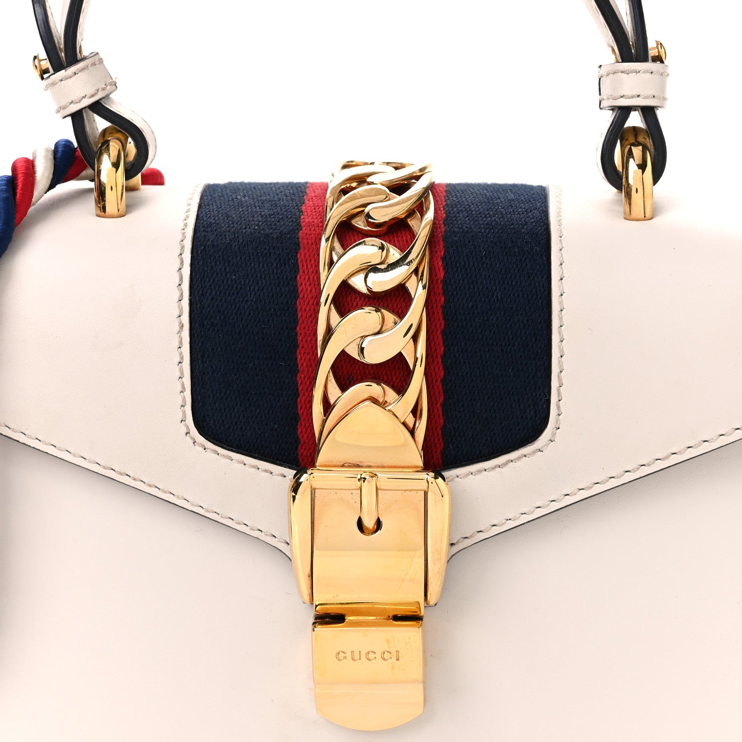 Gucci Calfskin Mini Sylvie Top Handle Bag White 9 of 16