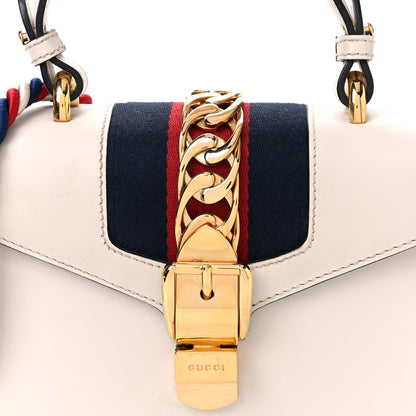 Gucci Calfskin Mini Sylvie Top Handle Bag White 9 of 16