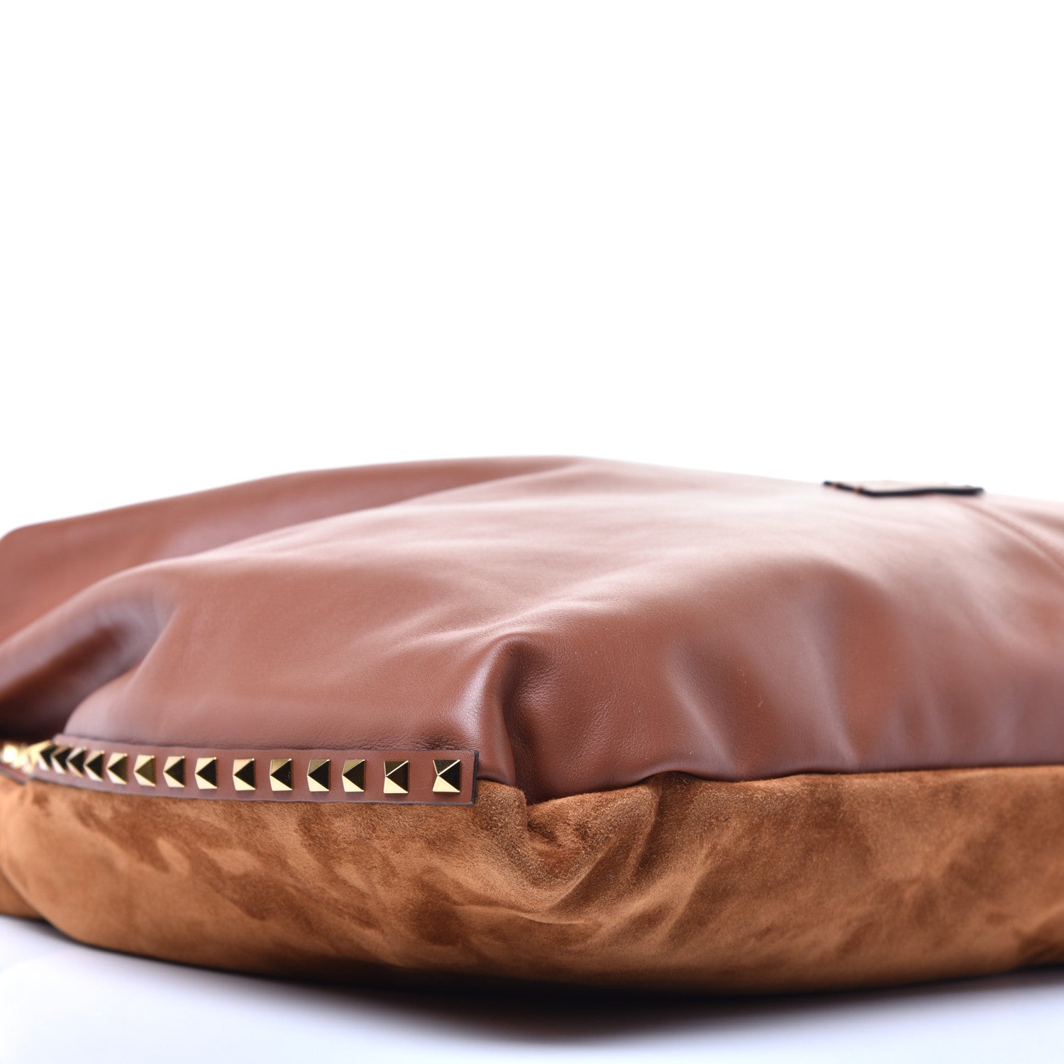 Valentino Garavani Calfskin Suede Rockstud Hobo Brown 7 of 8