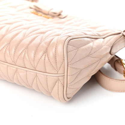 Miu Miu Vitello Lux Matelasse Bow Shoulder Bag Cipria 9 of 9
