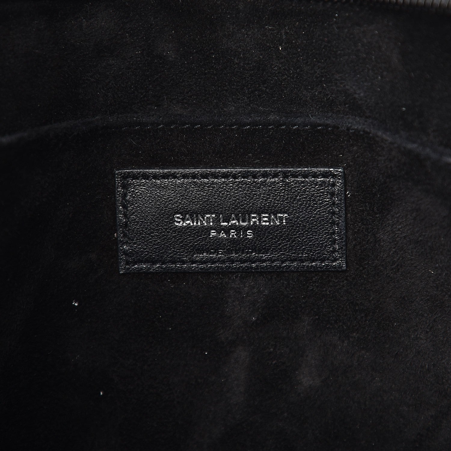 Saint Laurent Calfskin Crocodile Embossed Small Monogram Cabas Black 6 of 8