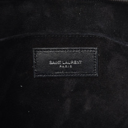 Saint Laurent Calfskin Crocodile Embossed Small Monogram Cabas Black 6 of 8