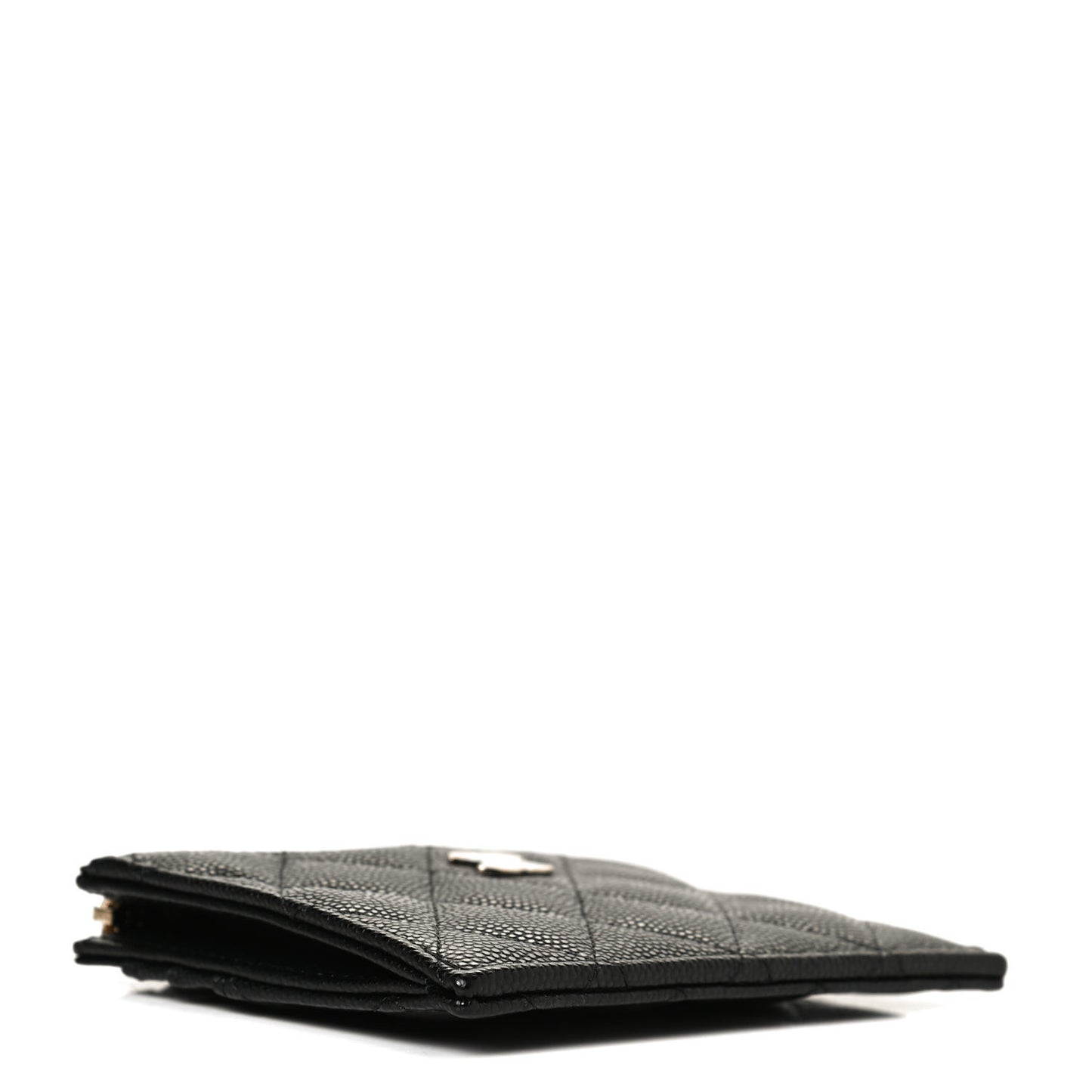 Caviar Quilted CC Zip Card Holder Black