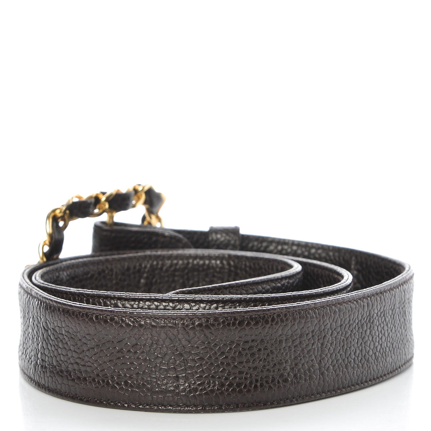 Chanel Caviar Chain Belt 65 26 Dark Brown 3 of 5