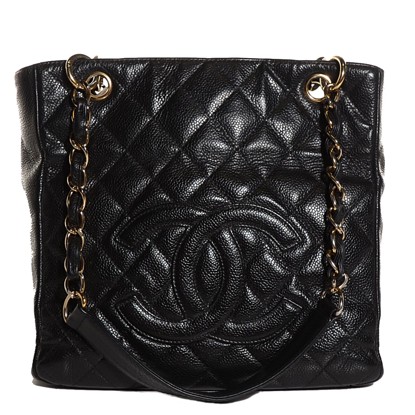 Caviar Quilted Petit Shopping Tote PST Black