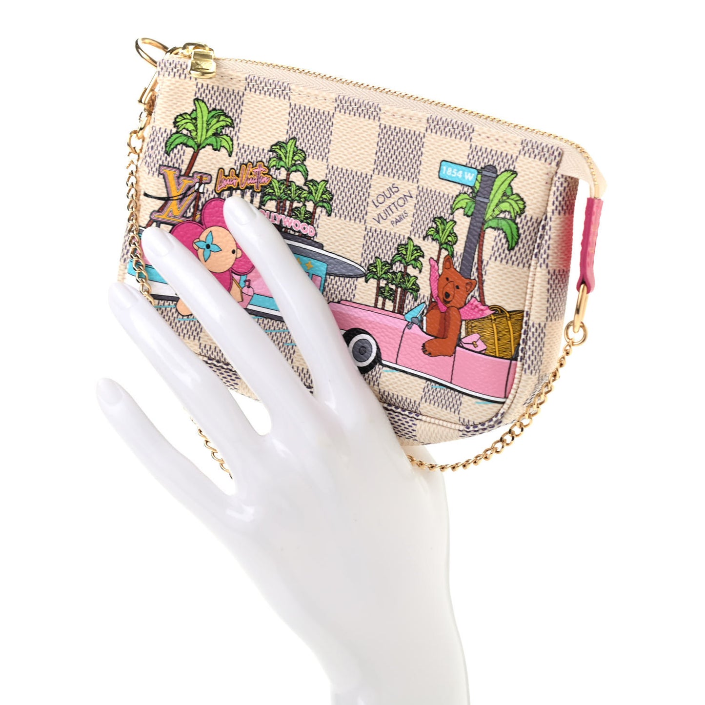 Damier Azur 2021 Christmas Animation Hollywood Mini Pochette Accessories Fuchsia