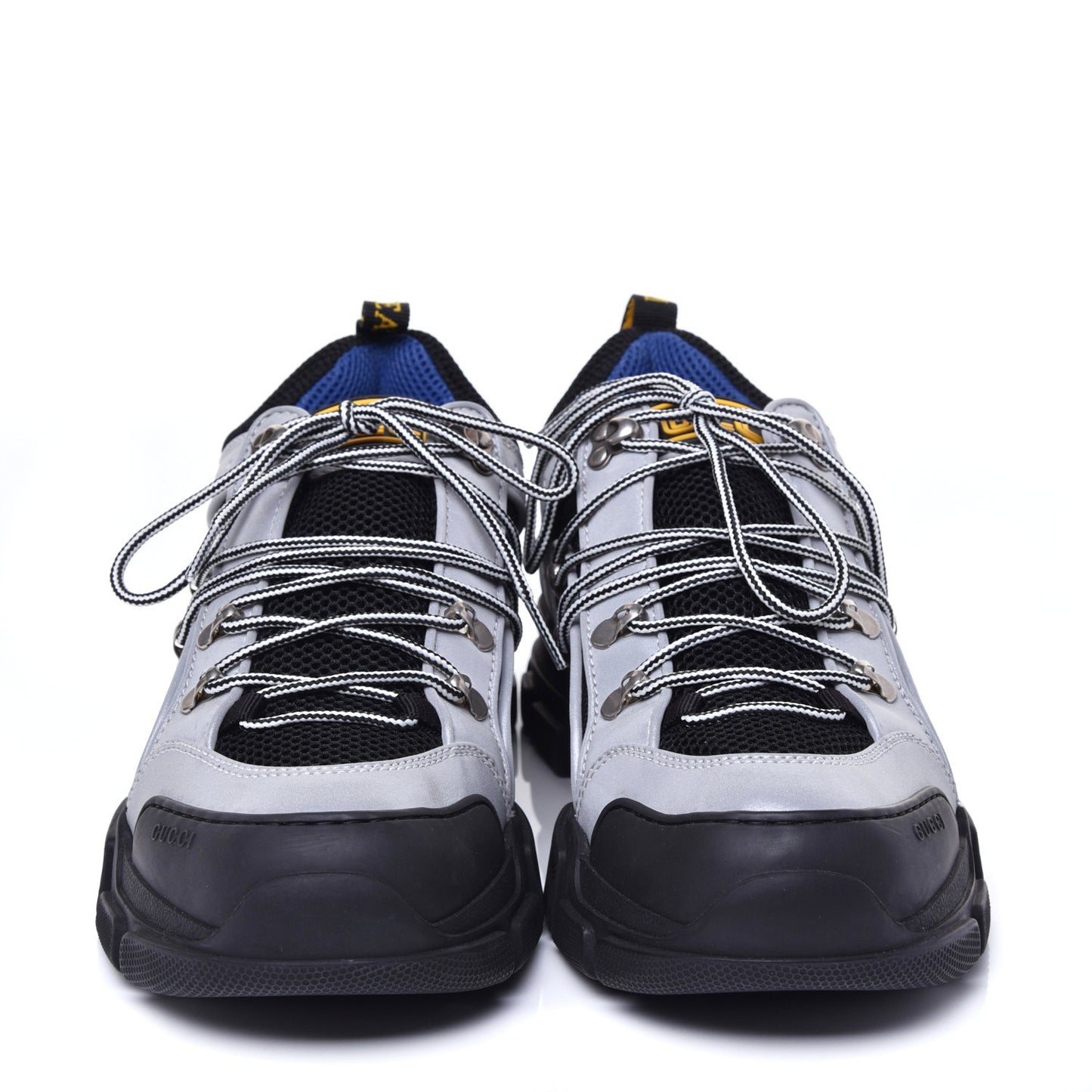 X SEGA Mesh Technical Canvas Calfskin Reflective Mens Flashtrek Sneakers 9 Silver Black
