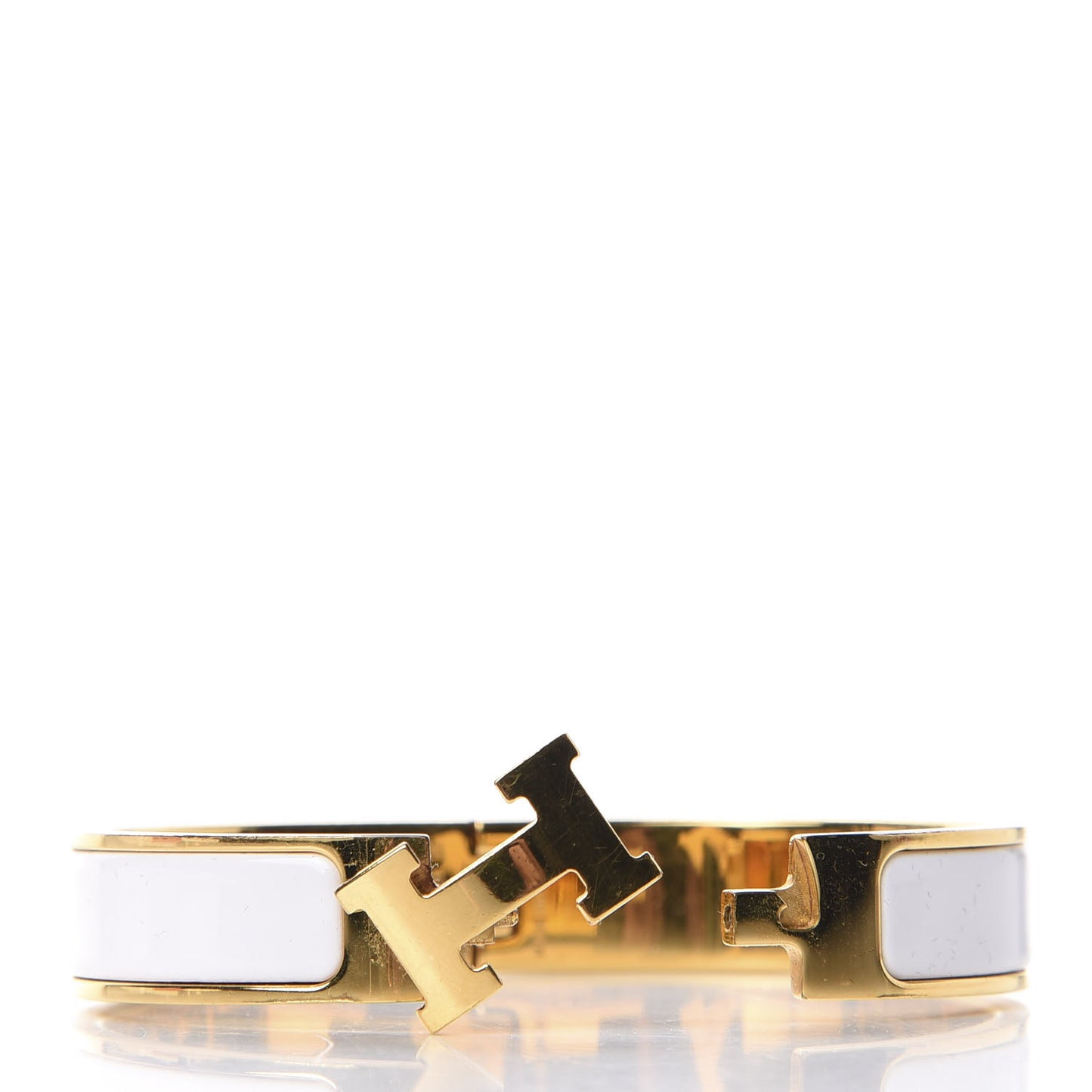 Enamel Narrow Clic Clac H Bracelet PM White