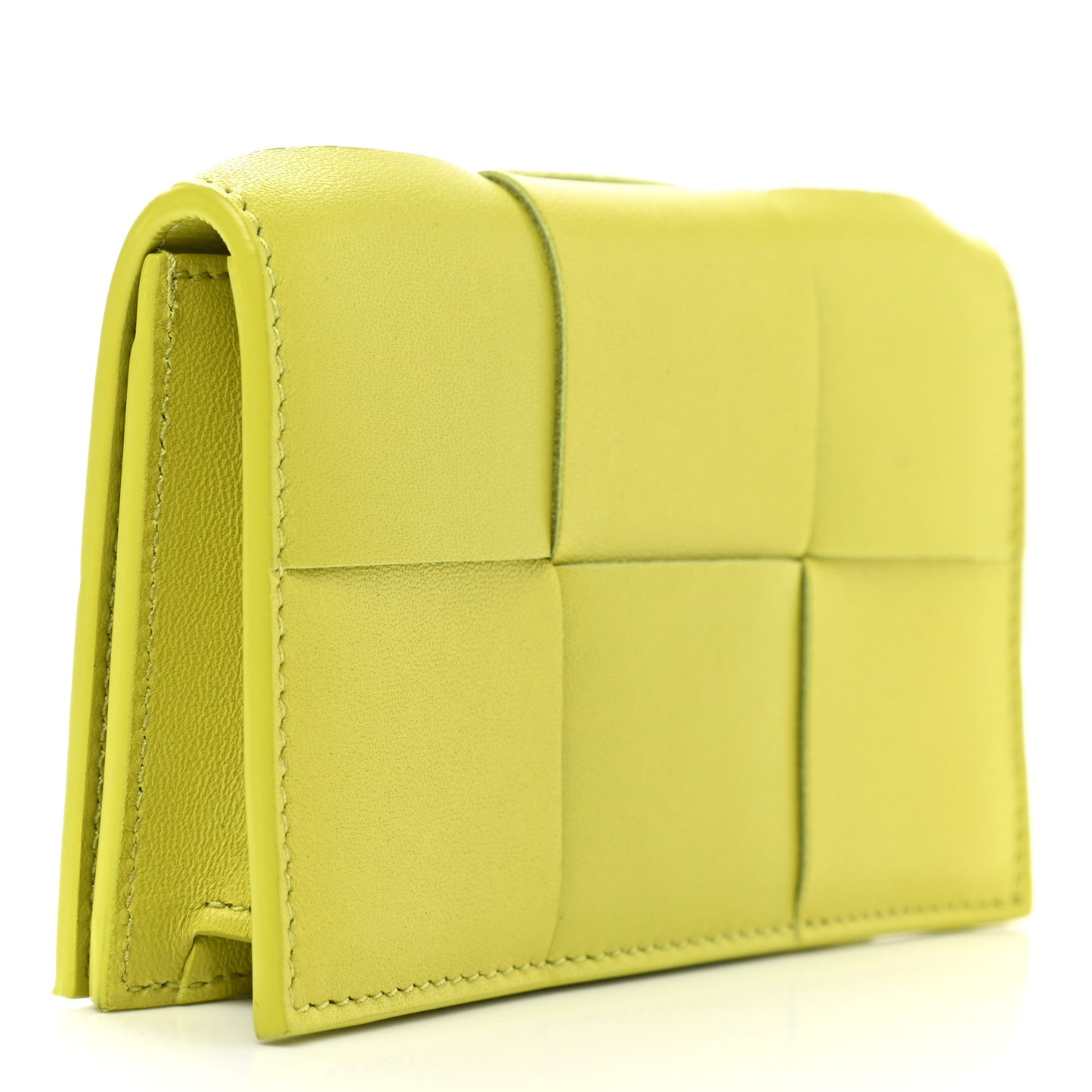 Nappa Maxi Intrecciato Card Holder Wallet Kiwi