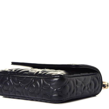Chanel Lambskin Camellia Embossed Chain Belt Bag Black 8 of 10