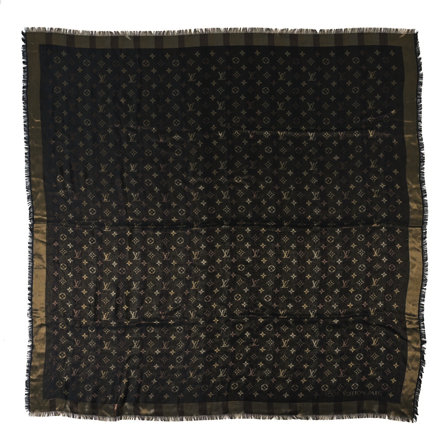 Louis Vuitton Silk Wool Monogram So Shine Shawl Marron 1 of 3