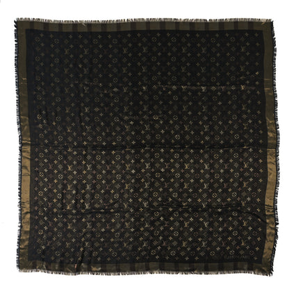 Louis Vuitton Silk Wool Monogram So Shine Shawl Marron 1 of 3