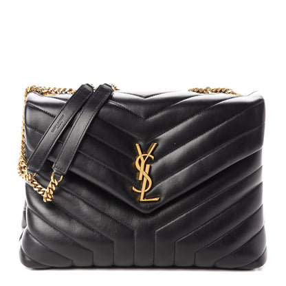 Saint Laurent Calfskin Y Quilted Monogram Medium Loulou Chain Satchel Black 1 of 9