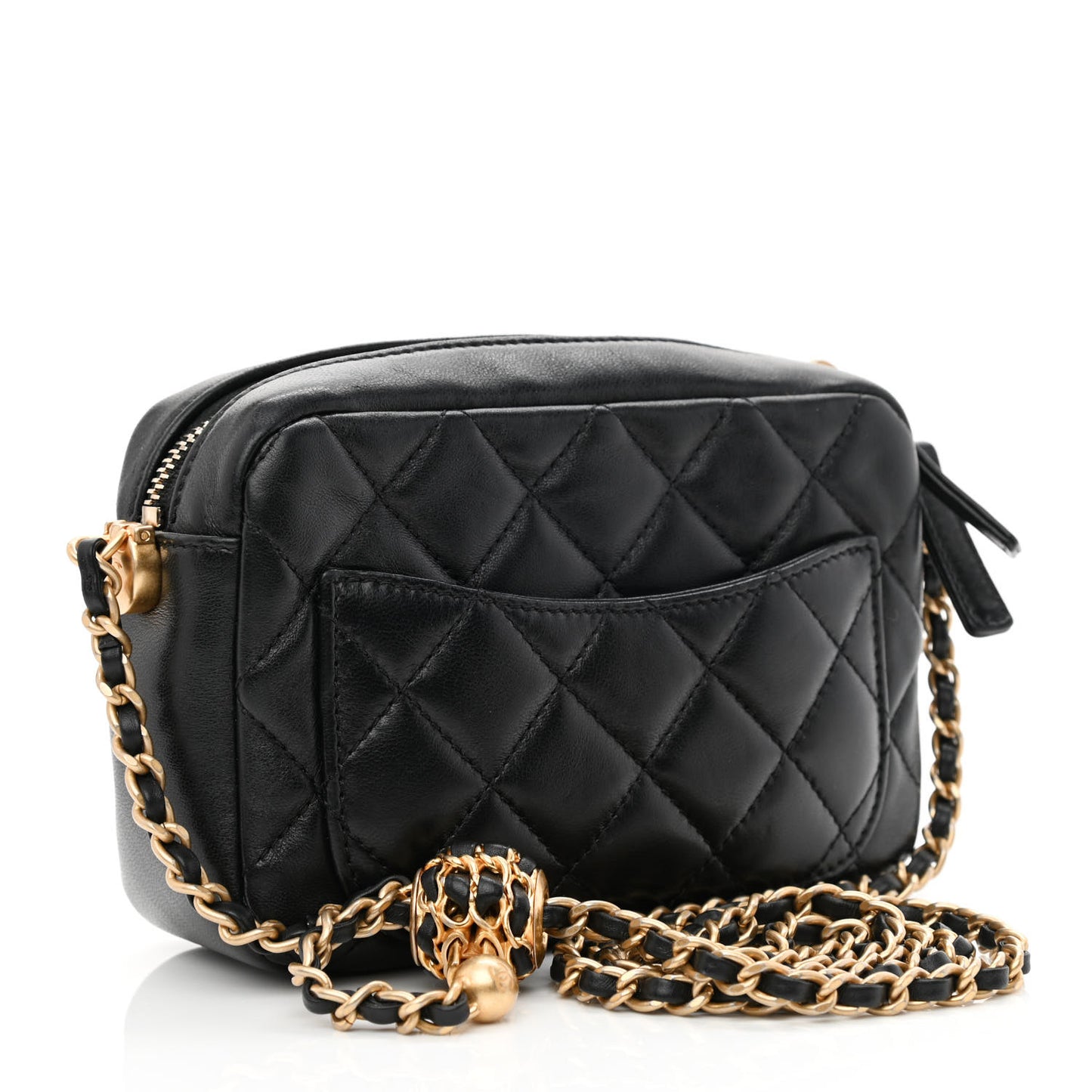 Lambskin Quilted CC Pearl Crush Camera Case Black