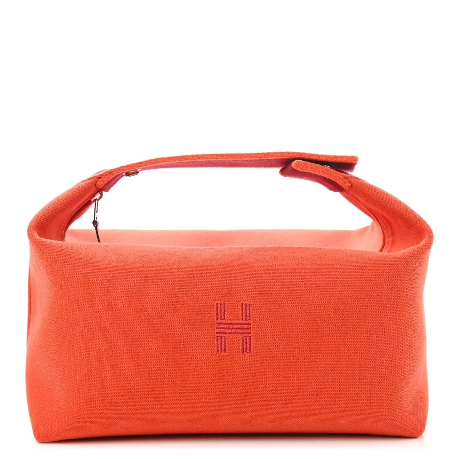 Hermes Canvas Large Bride-A-Brac Pouch Orange Feu Burgundy 1 of 9