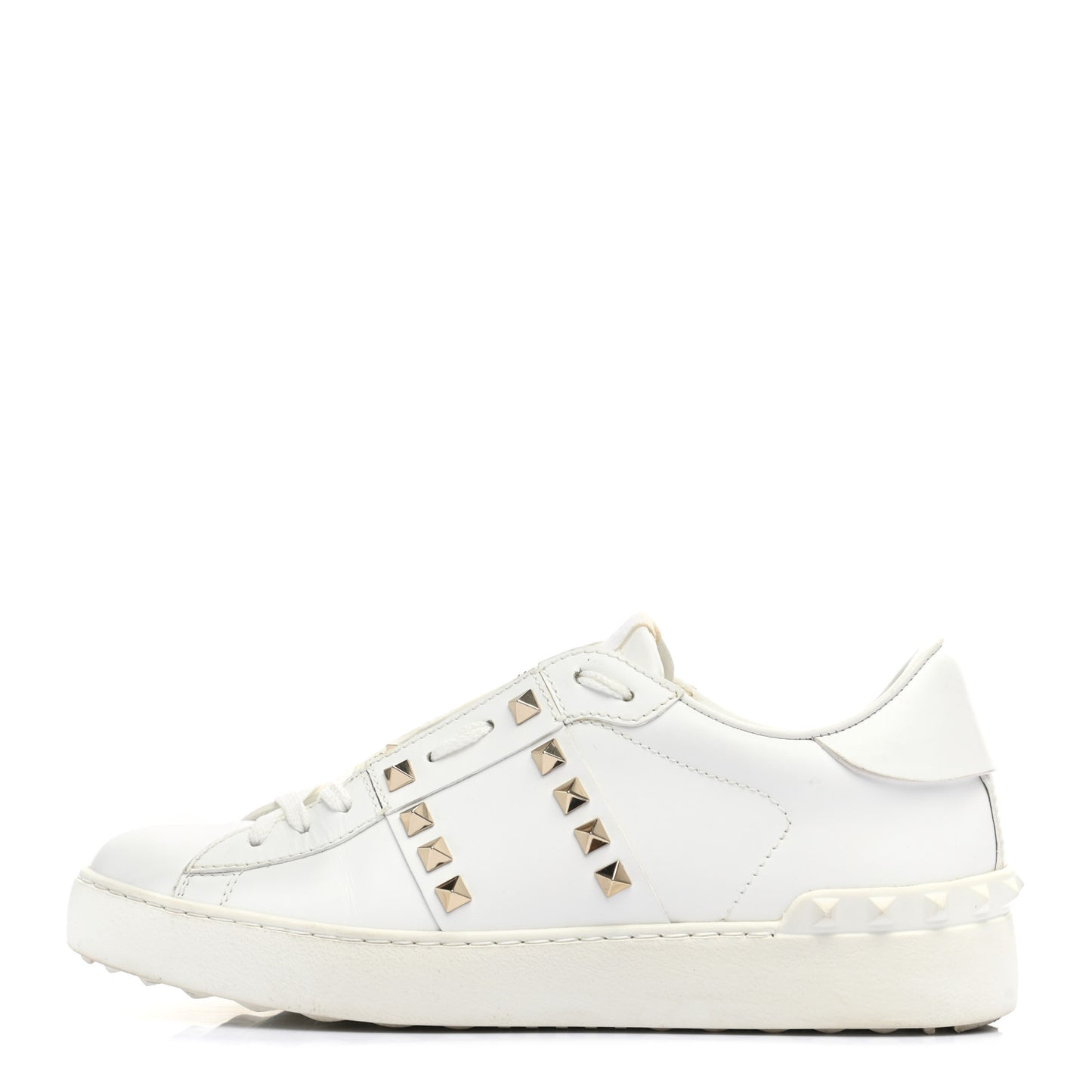 Calfskin Rockstud Untitled Open Sneakers 38 White