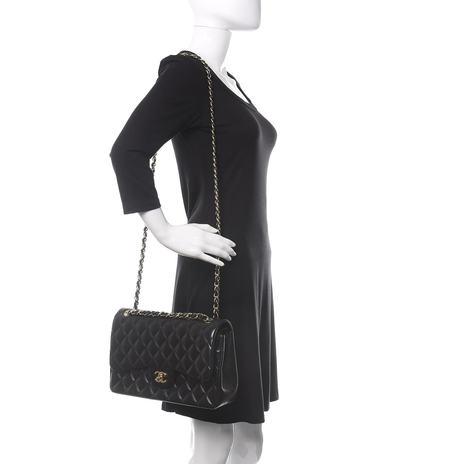 Chanel Lambskin Quilted Jumbo Double Flap Black 2 of 14