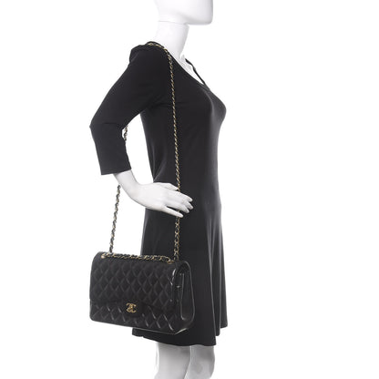 Chanel Lambskin Quilted Jumbo Double Flap Black 2 of 14