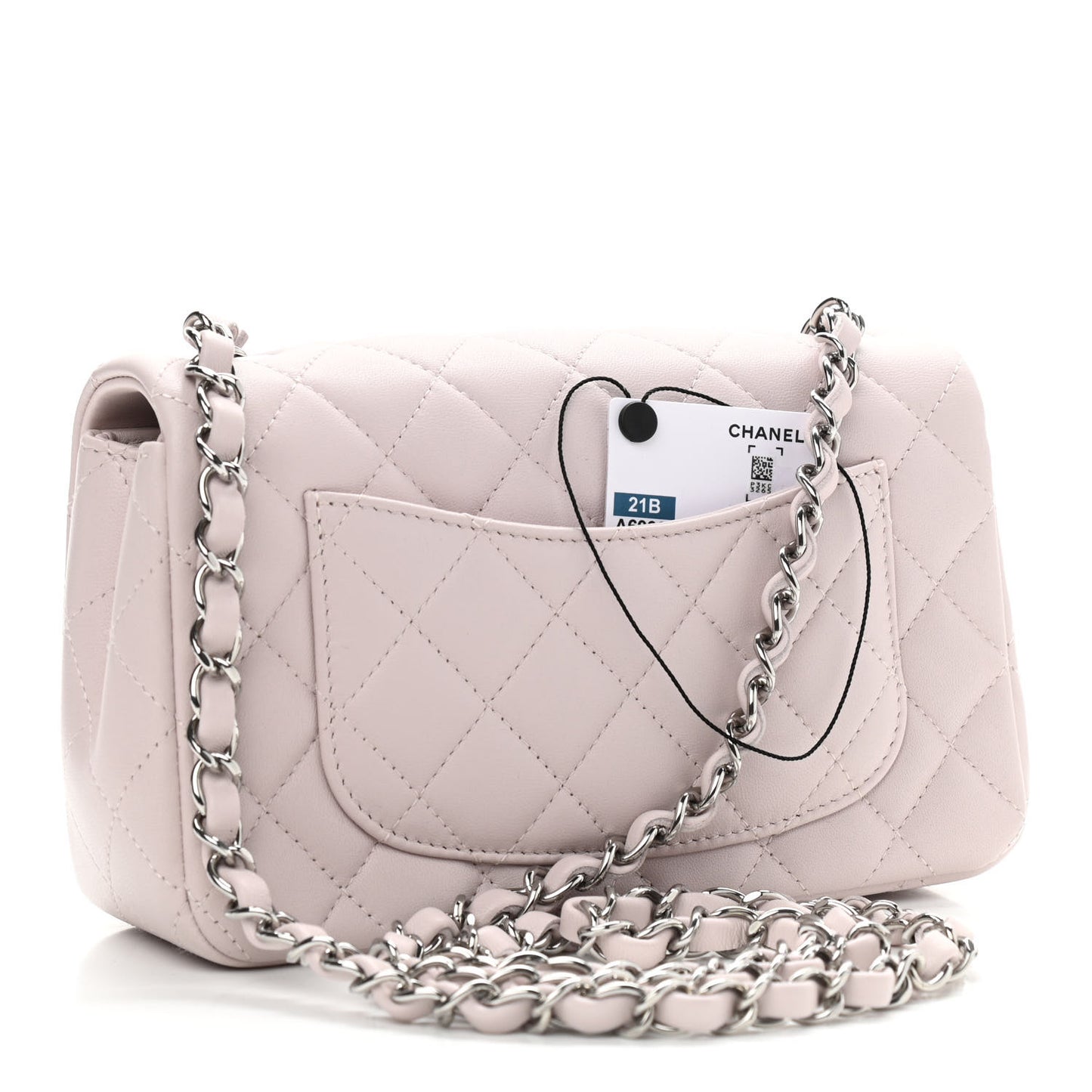 Lambskin Quilted Mini Rectangular Flap Light Purple