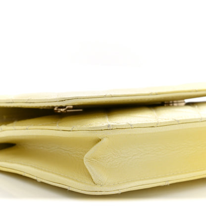 Chanel Iridescent Goatskin Quilted Wallet on Chain WOC Light Yellow 9 of 11