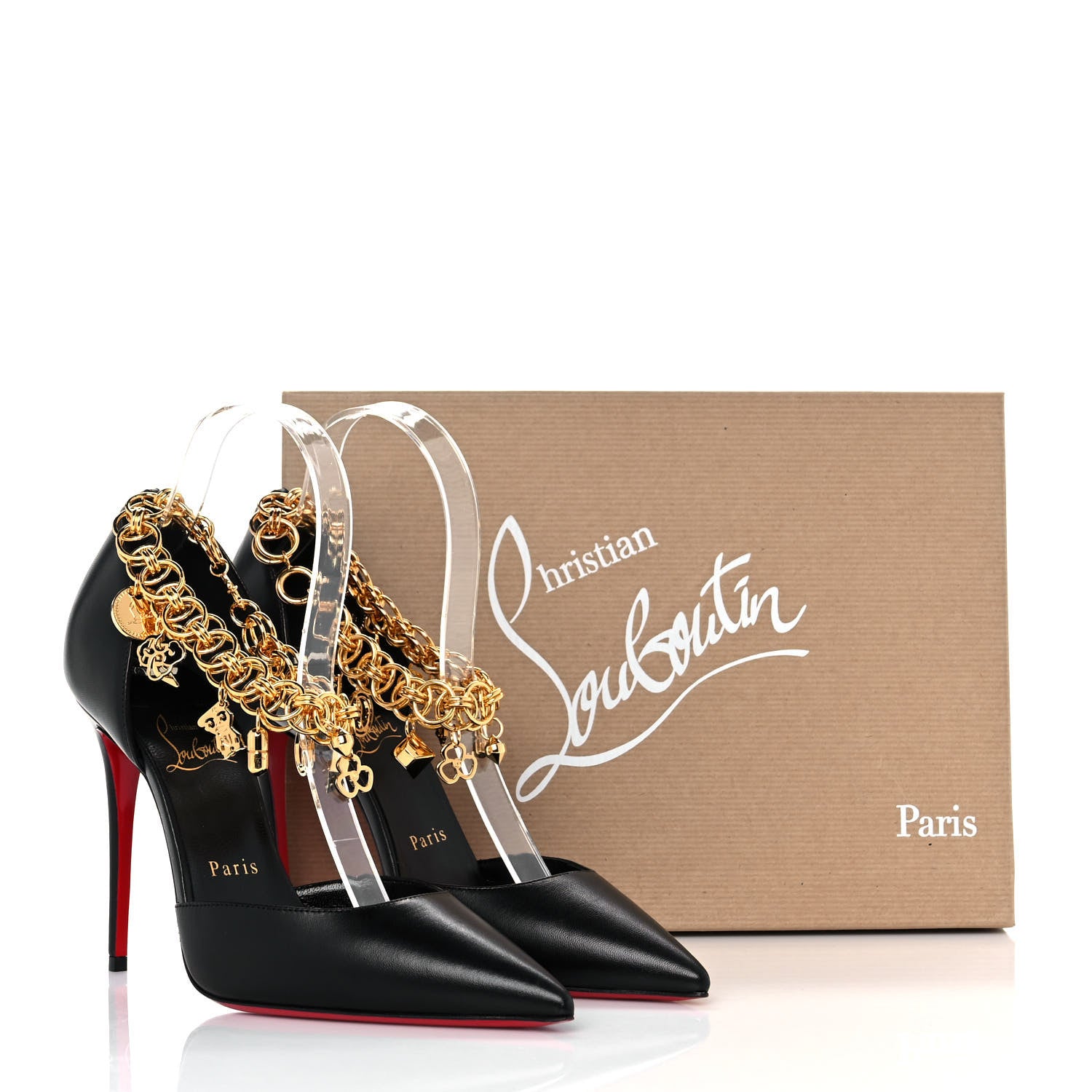 Christian Louboutin Kid Gourmi Pump 100 38.5 Black Gold 8 of 8