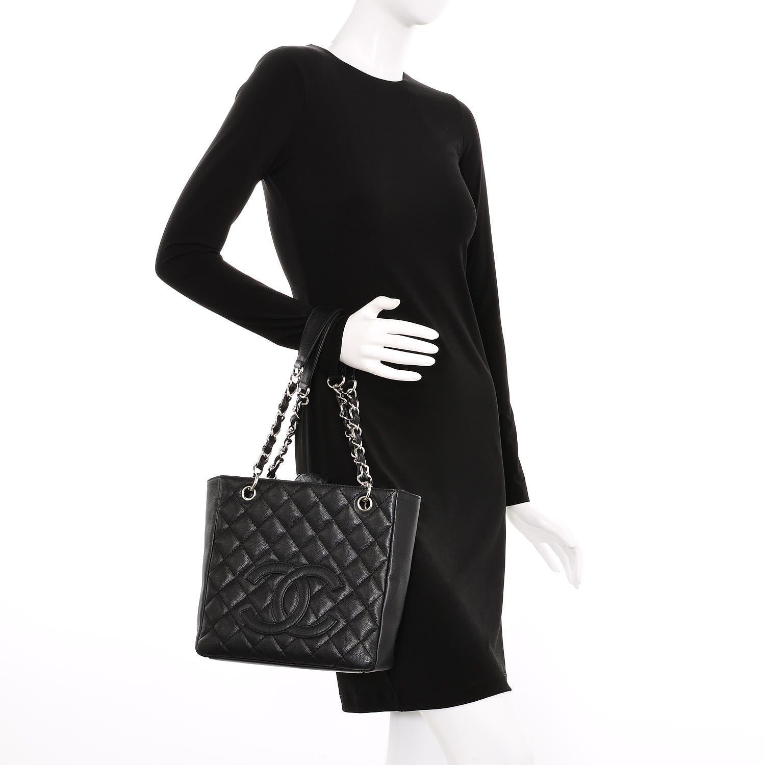 Chanel Caviar Quilted Petit Shopping Tote PST Black 2 of 7