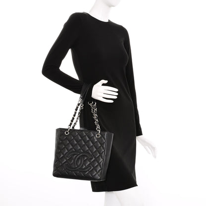 Chanel Caviar Quilted Petit Shopping Tote PST Black 2 of 7