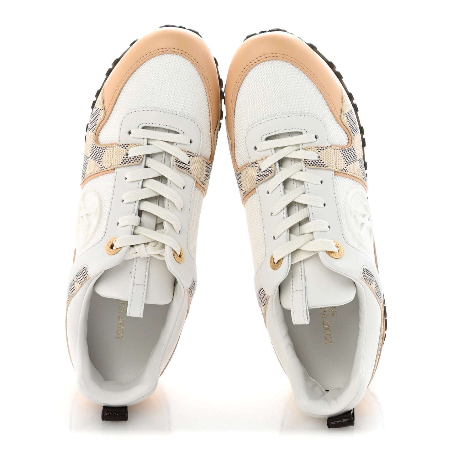 Calfskin Damier Azur Run Away Sneakers 37 White