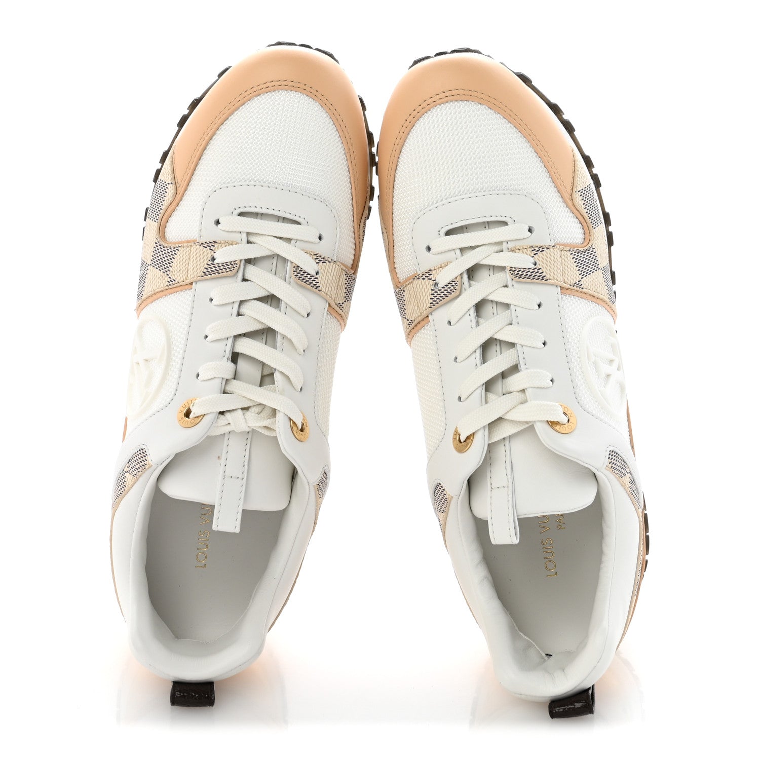 Louis Vuitton Calfskin Damier Azur Run Away Sneakers 37 White 2 of 9