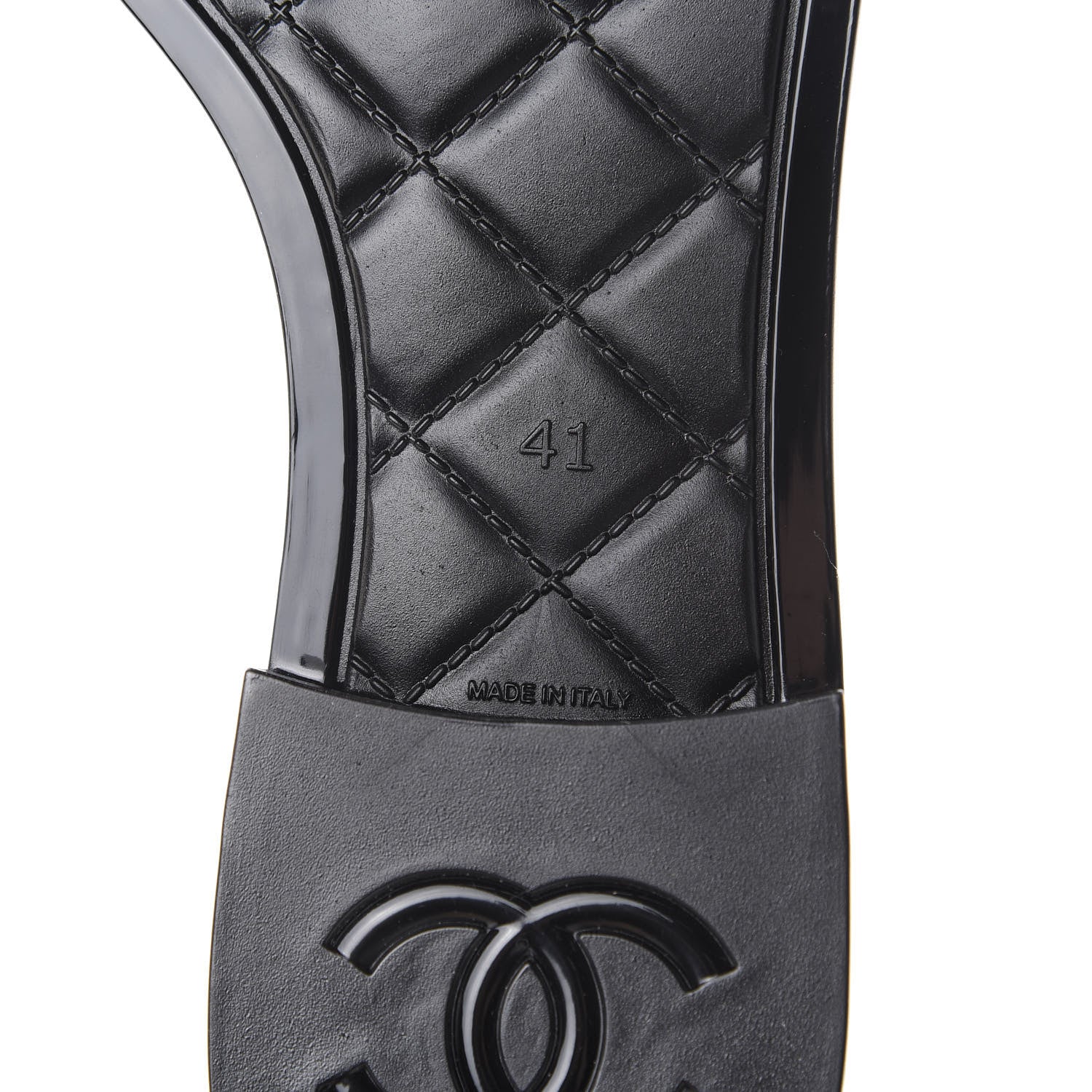 Chanel Rubber Rain Boots 41 Ivory Black 7 of 11