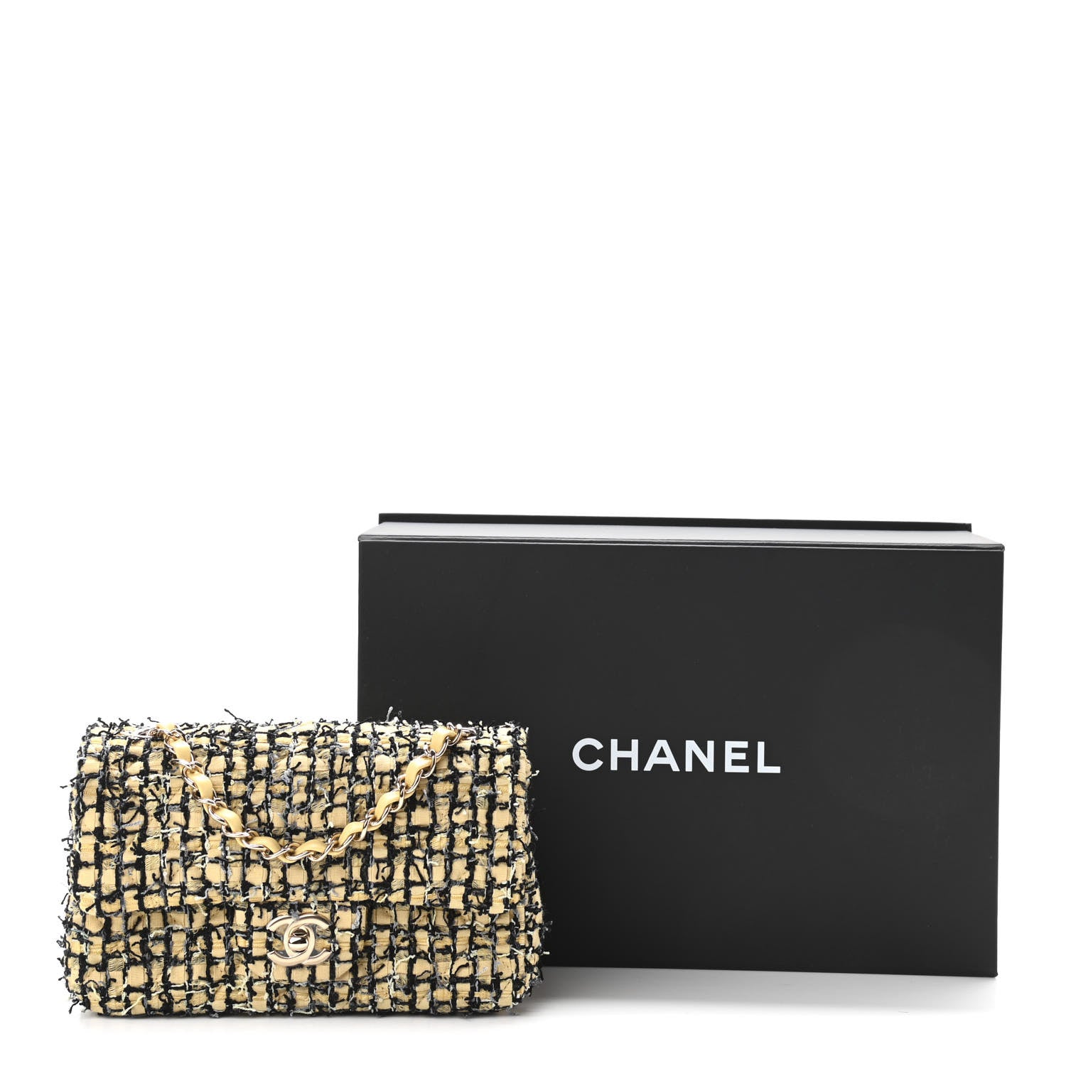 Chanel Tweed Quilted Mini Rectangular Flap Yellow Black 11 of 11