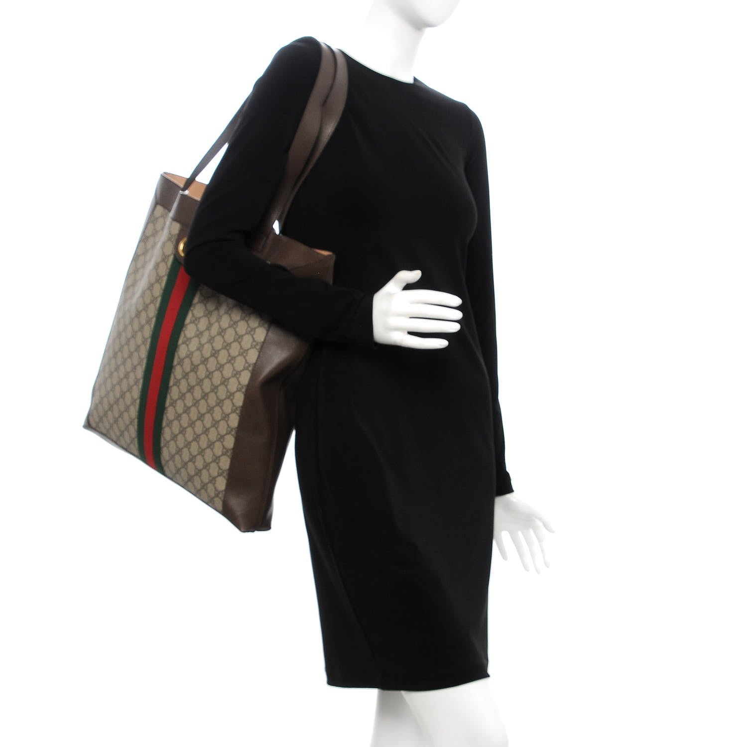 Gucci GG Supreme Monogram Web Large Ophidia Vertical Shopping Tote Brown 2 of 10