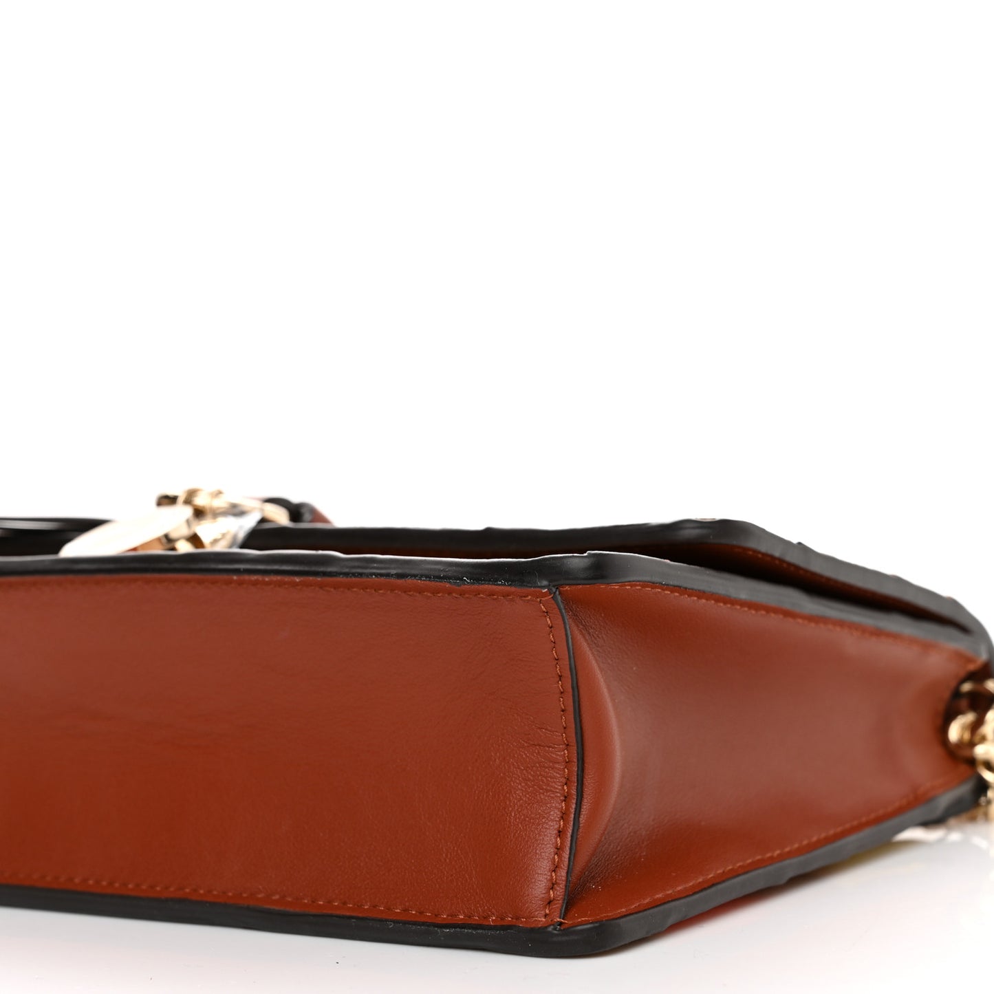 Calfskin Patchwork Alphabet Clutch On Chain Sepia Brown