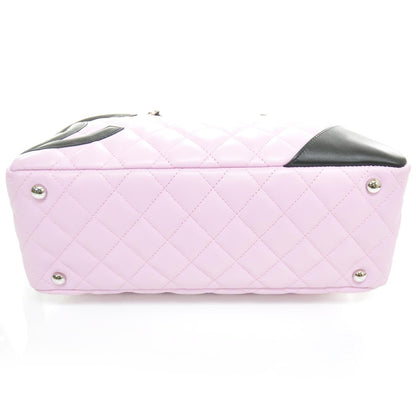 Chanel Calfskin Quilted Large Cambon Bowler Pink Black 4 of 12