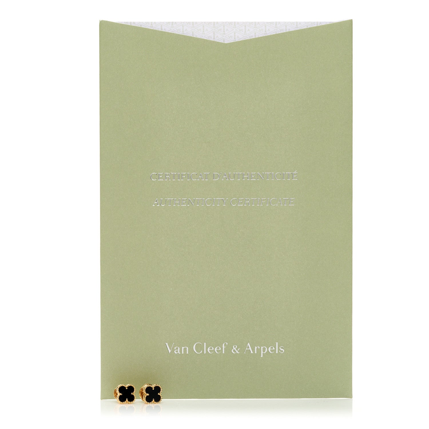 Van Cleef & Arpels 18K Yellow Gold Black Onyx Sweet Alhambra Earrings 5 of 5