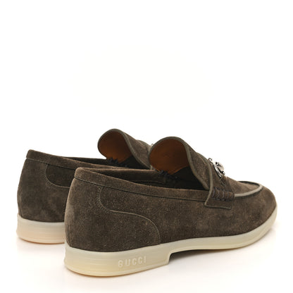 Gucci Konrad Suede Mens Horsebit Loafers 8 Olive Green 4 of 9