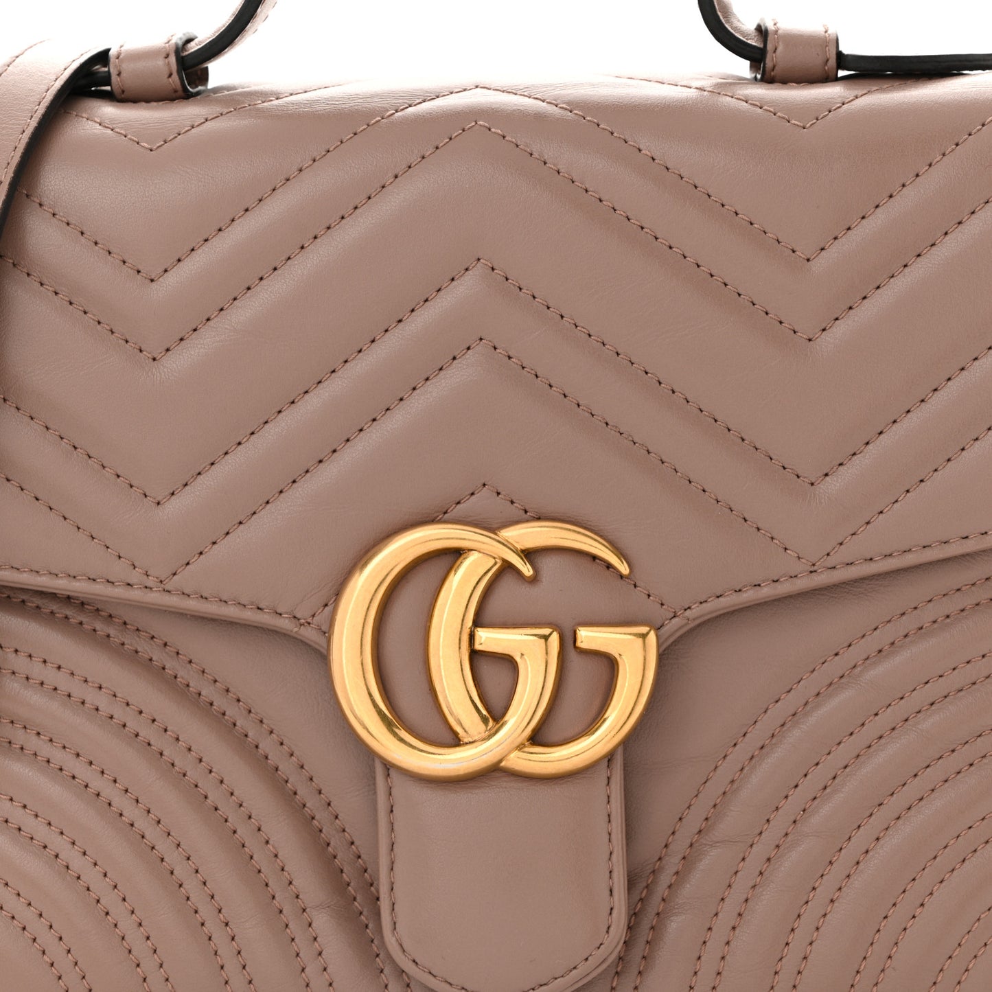Calfskin Matelasse Small GG Marmont Top Handle Shoulder Bag Porcelain Rose