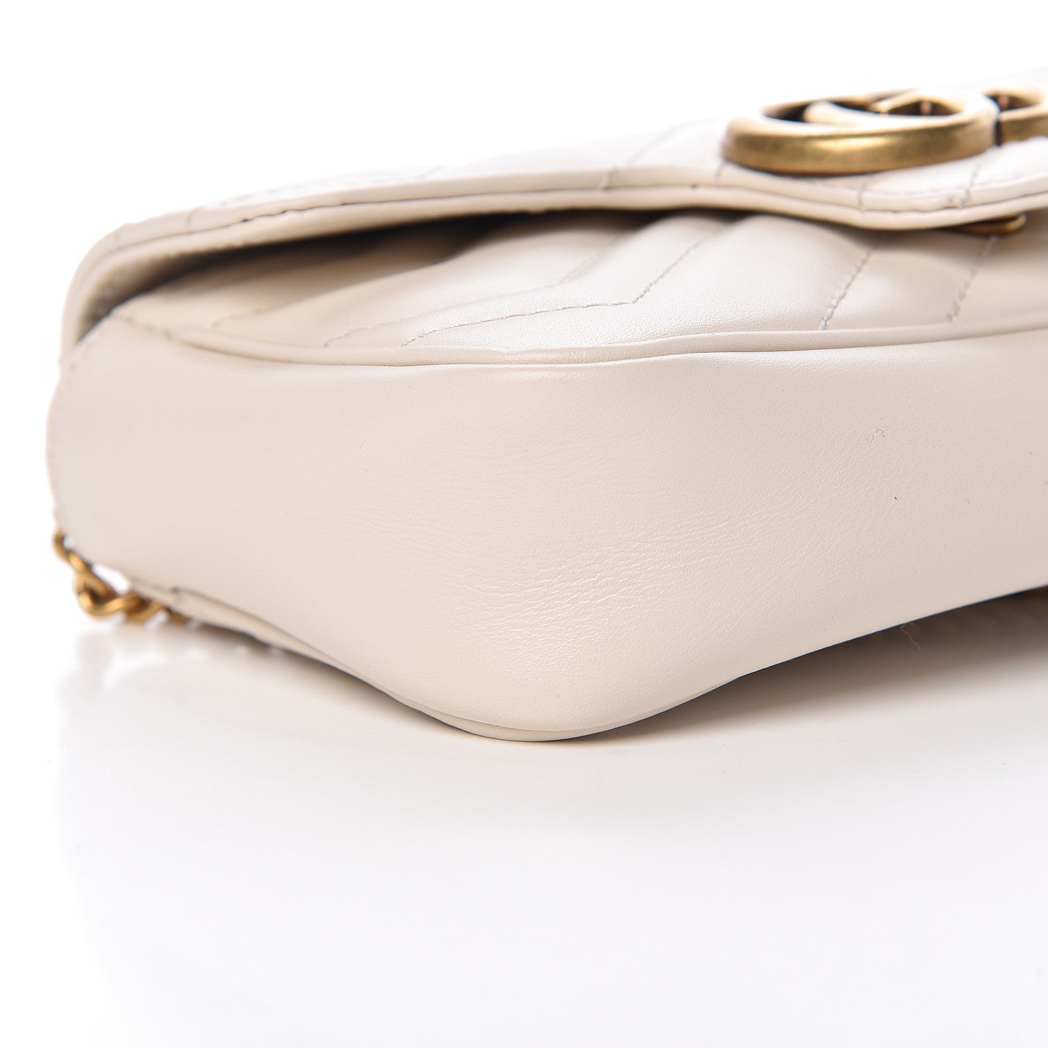 Gucci Calfskin Matelasse Super Mini GG Marmont Shoulder Bag White 10 of 13