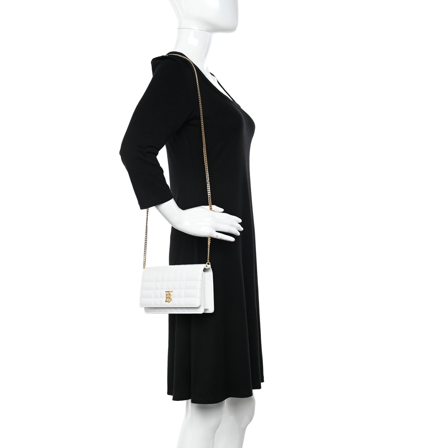 Burberry Lambskin Quilted Lola Clutch On Chain White 2 of 11