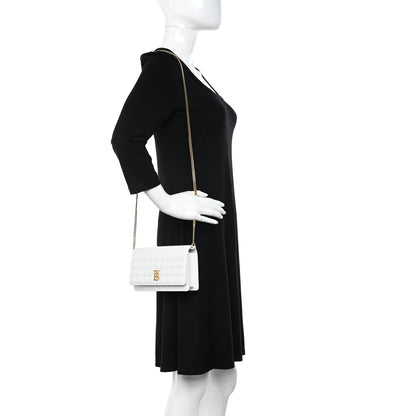 Burberry Lambskin Quilted Lola Clutch On Chain White 2 of 11