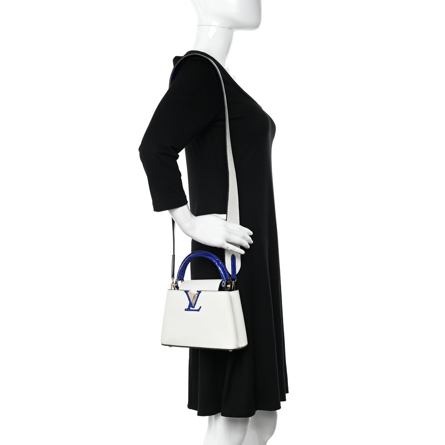 Louis Vuitton Taurillon Crocodile Capucines Mini White Bleu Santorin 2 of 10