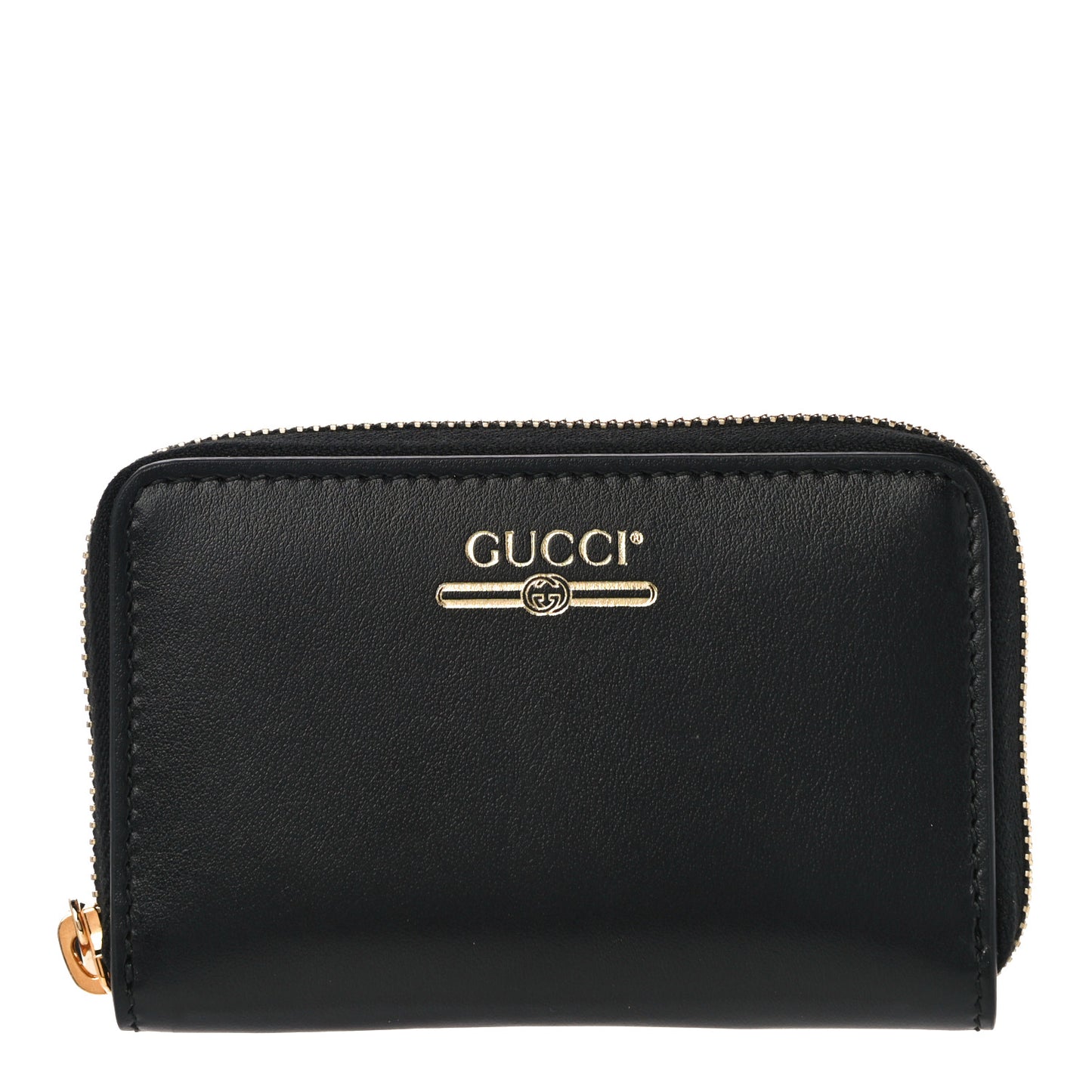 Plutone Calfskin Logo Zip Around Card Case Black