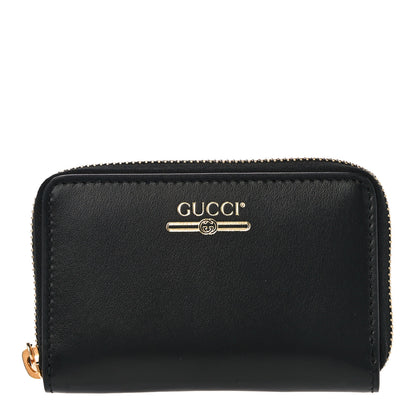 Gucci Plutone Calfskin Logo Zip Around Card Case Black 1 of 9