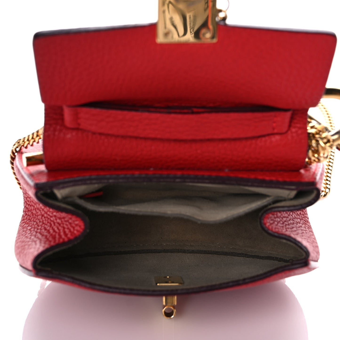 Grained Lambskin Mini Drew Shoulder Bag Plaid Red