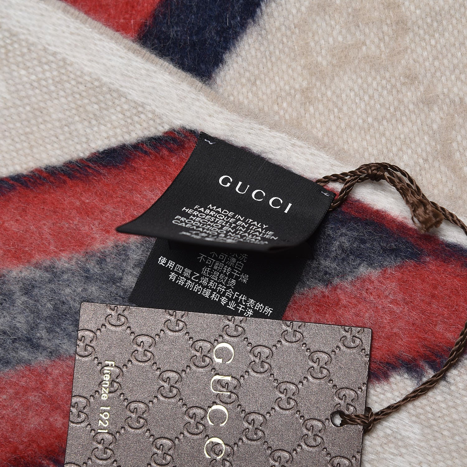 Gucci Wool Angora Monogram Web New Nikky Scarf Sand Blue 5 of 6